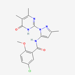 molecular formula C18H18ClN5O3 B2779968 5-chloro-N-(1-(4,5-dimethyl-6-oxo-1,6-dihydropyrimidin-2-yl)-3-methyl-1H-pyrazol-5-yl)-2-methoxybenzamide CAS No. 1004680-32-3