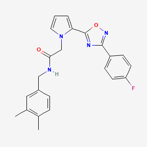 molecular formula C23H21FN4O2 B2779970 N-(3,4-dimethylbenzyl)-2-(2-(3-(4-fluorophenyl)-1,2,4-oxadiazol-5-yl)-1H-pyrrol-1-yl)acetamide CAS No. 1260913-17-4