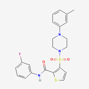 molecular formula C22H22FN3O3S2 B2779972 N-(3-氟苯基)-3-{[4-(3-甲基苯基)哌嗪-1-基]磺酰基}噻吩-2-甲酰胺 CAS No. 1207014-91-2