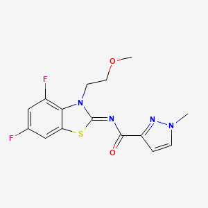 molecular formula C15H14F2N4O2S B2779978 (Z)-N-(4,6-difluoro-3-(2-methoxyethyl)benzo[d]thiazol-2(3H)-ylidene)-1-methyl-1H-pyrazole-3-carboxamide CAS No. 1203442-18-5