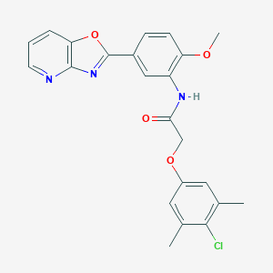 2-(4-chloro-3,5-dimethylphenoxy)-N-(2-methoxy-5-[1,3]oxazolo[4,5-b]pyridin-2-ylphenyl)acetamide