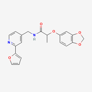 2-(benzo[d][1,3]dioxol-5-yloxy)-N-((2-(furan-2-yl)pyridin-4-yl)methyl)propanamide
