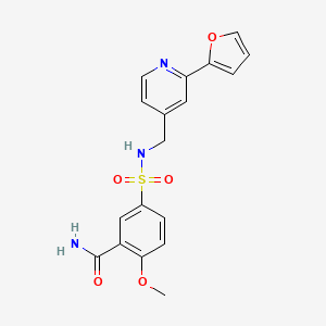 molecular formula C18H17N3O5S B2779999 5-(N-((2-(furan-2-yl)pyridin-4-yl)methyl)sulfamoyl)-2-methoxybenzamide CAS No. 2034248-17-2