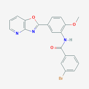 molecular formula C20H14BrN3O3 B278000 3-bromo-N-(2-methoxy-5-[1,3]oxazolo[4,5-b]pyridin-2-ylphenyl)benzamide 