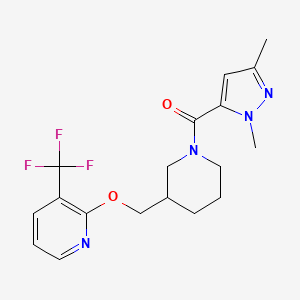 (2,5-Dimethylpyrazol-3-yl)-[3-[[3-(trifluoromethyl)pyridin-2-yl]oxymethyl]piperidin-1-yl]methanone