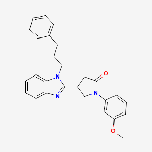 molecular formula C27H27N3O2 B2780003 1-(3-甲氧基苯基)-4-(1-(3-苯基丙基)苯并咪唑-2-基)吡咯啉-2-酮 CAS No. 942862-99-9