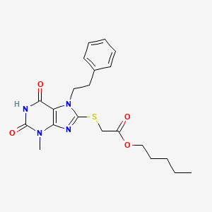 (3-Methyl-2,6-dioxo-7-phenethyl-2,3,6,7-tetrahydro-1H-purin-8-ylsulfanyl)-acetic acid pentyl ester