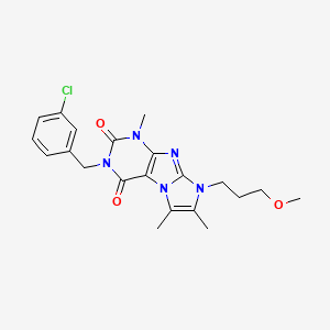 molecular formula C21H24ClN5O3 B2780053 2-[(3-Chlorophenyl)methyl]-6-(3-methoxypropyl)-4,7,8-trimethylpurino[7,8-a]imidazole-1,3-dione CAS No. 876675-49-9