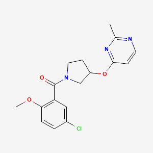 molecular formula C17H18ClN3O3 B2780068 4-{[1-(5-Chloro-2-methoxybenzoyl)pyrrolidin-3-yl]oxy}-2-methylpyrimidine CAS No. 2097891-65-9
