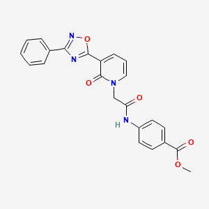 molecular formula C23H18N4O5 B2780073 甲基 4-({[2-氧代-3-(3-苯基-1,2,4-噁二唑-5-基)吡啶-1(2H)-基]乙酰}氨基)苯甲酸苯酯 CAS No. 1105224-60-9