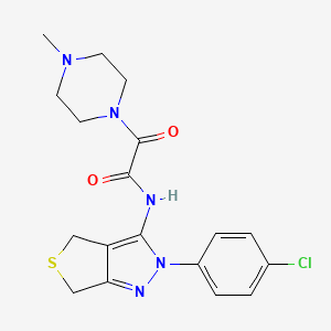molecular formula C18H20ClN5O2S B2780079 N-[2-(4-chlorophenyl)-4,6-dihydrothieno[3,4-c]pyrazol-3-yl]-2-(4-methylpiperazin-1-yl)-2-oxoacetamide CAS No. 946332-28-1