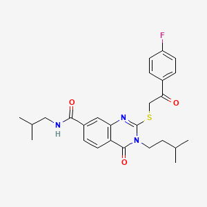 2-((2-(4-fluorophenyl)-2-oxoethyl)thio)-N-isobutyl-3-isopentyl-4-oxo-3,4-dihydroquinazoline-7-carboxamide