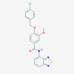 molecular formula C21H16ClN3O3S B278009 N-(2,1,3-benzothiadiazol-4-yl)-4-[(4-chlorobenzyl)oxy]-3-methoxybenzamide 
