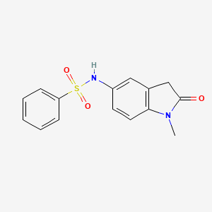 molecular formula C15H14N2O3S B2780091 N-(1-methyl-2-oxoindolin-5-yl)benzenesulfonamide CAS No. 921537-07-7