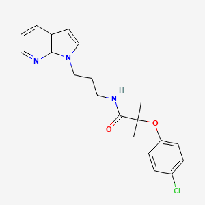 molecular formula C20H22ClN3O2 B2780092 N-(3-(1H-pyrrolo[2,3-b]pyridin-1-yl)propyl)-2-(4-chlorophenoxy)-2-methylpropanamide CAS No. 1787914-37-7