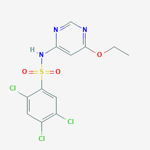 molecular formula C12H10Cl3N3O3S B2780098 2,4,5-三氯-N-(6-乙氧基嘧啶-4-基)苯磺酰胺 CAS No. 1396860-23-3