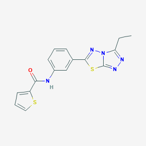 molecular formula C16H13N5OS2 B278010 N-[3-(3-ethyl[1,2,4]triazolo[3,4-b][1,3,4]thiadiazol-6-yl)phenyl]thiophene-2-carboxamide 