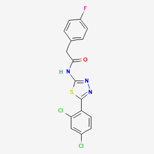 molecular formula C16H10Cl2FN3OS B2780115 N-[5-(2,4-dichlorophenyl)-1,3,4-thiadiazol-2-yl]-2-(4-fluorophenyl)acetamide CAS No. 476460-07-8