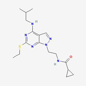 molecular formula C17H26N6OS B2780116 N-(2-(6-(ethylthio)-4-(isobutylamino)-1H-pyrazolo[3,4-d]pyrimidin-1-yl)ethyl)cyclopropanecarboxamide CAS No. 941986-11-4