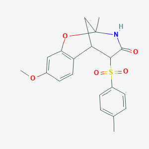 molecular formula C20H21NO5S B2780132 9-methoxy-2-methyl-5-tosyl-5,6-dihydro-2H-2,6-methanobenzo[g][1,3]oxazocin-4(3H)-one CAS No. 1008979-31-4