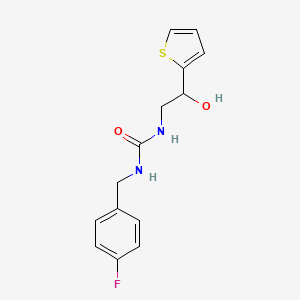 molecular formula C14H15FN2O2S B2780135 1-(4-Fluorobenzyl)-3-(2-hydroxy-2-(thiophen-2-yl)ethyl)urea CAS No. 1351623-20-5