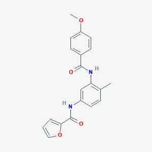 molecular formula C20H18N2O4 B278014 N-{3-[(4-methoxybenzoyl)amino]-4-methylphenyl}-2-furamide 