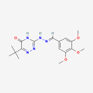 molecular formula C17H23N5O4 B2780141 (E)-6-(tert-butyl)-3-(2-(3,4,5-trimethoxybenzylidene)hydrazinyl)-1,2,4-triazin-5(4H)-one CAS No. 538336-21-9