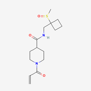molecular formula C15H24N2O3S B2780143 N-[(1-Methylsulfinylcyclobutyl)methyl]-1-prop-2-enoylpiperidine-4-carboxamide CAS No. 2361770-04-7
