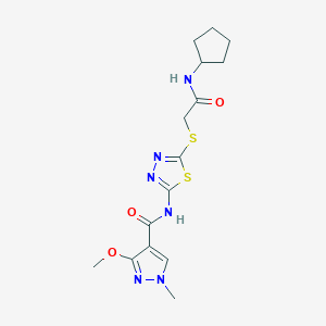 N-(5-((2-(cyclopentylamino)-2-oxoethyl)thio)-1,3,4-thiadiazol-2-yl)-3-methoxy-1-methyl-1H-pyrazole-4-carboxamide