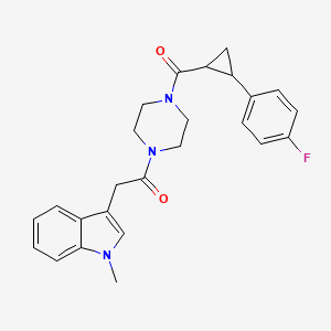 1-(4-(2-(4-fluorophenyl)cyclopropanecarbonyl)piperazin-1-yl)-2-(1-methyl-1H-indol-3-yl)ethanone