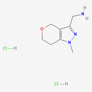 molecular formula C8H15Cl2N3O B2780163 (1-Methyl-1,4,6,7-tetrahydropyrano[4,3-c]pyrazol-3-yl)methanamine dihydrochloride CAS No. 2309474-44-8