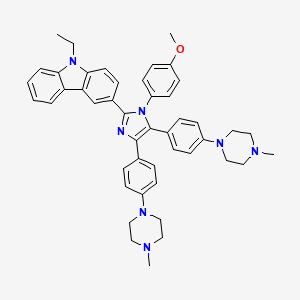molecular formula C46H49N7O B2780168 9-Ethyl-3-[1-(4-methoxyphenyl)-4,5-bis[4-(4-methylpiperazin-1-yl)phenyl]imidazol-2-yl]carbazole CAS No. 2223019-53-0