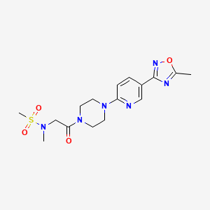 molecular formula C16H22N6O4S B2780171 N-甲基-N-(2-(4-(5-(5-甲基-1,2,4-噁二唑-3-基)吡啶-2-基)哌嗪-1-基)-2-氧乙基)甲烷磺酰胺 CAS No. 1396768-89-0