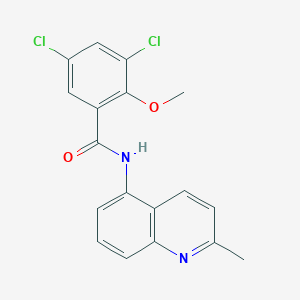 molecular formula C18H14Cl2N2O2 B278018 3,5-dichloro-2-methoxy-N-(2-methylquinolin-5-yl)benzamide 