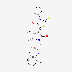 2-[(3Z)-3-(3-cyclopentyl-4-oxo-2-thioxo-1,3-thiazolidin-5-ylidene)-2-oxo-2,3-dihydro-1H-indol-1-yl]-N-(2,6-dimethylphenyl)acetamide
