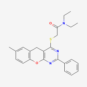 N,N-Diethyl-2-({7-methyl-2-phenyl-5H-chromeno[2,3-D]pyrimidin-4-YL}sulfanyl)acetamide