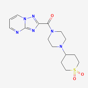 molecular formula C15H20N6O3S B2780191 [1,2,4]triazolo[1,5-a]pyrimidin-2-yl(4-(1,1-dioxidotetrahydro-2H-thiopyran-4-yl)piperazin-1-yl)methanone CAS No. 1903637-36-4