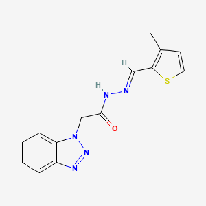 molecular formula C14H13N5OS B2780194 2-(benzotriazol-1-yl)-N-[(E)-(3-methylthiophen-2-yl)methylideneamino]acetamide CAS No. 303206-47-5