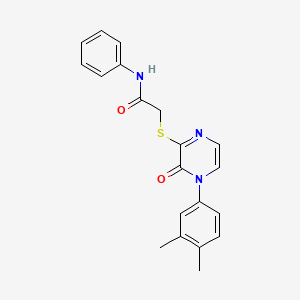 2-((4-(3,4-dimethylphenyl)-3-oxo-3,4-dihydropyrazin-2-yl)thio)-N-phenylacetamide