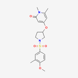 molecular formula C19H24N2O5S B2780197 4-((1-((4-methoxy-3-methylphenyl)sulfonyl)pyrrolidin-3-yl)oxy)-1,6-dimethylpyridin-2(1H)-one CAS No. 2034239-67-1