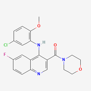 (4-((5-Chloro-2-methoxyphenyl)amino)-6-fluoroquinolin-3-yl)(morpholino)methanone