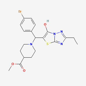 Methyl 1-((4-bromophenyl)(2-ethyl-6-hydroxythiazolo[3,2-b][1,2,4]triazol-5-yl)methyl)piperidine-4-carboxylate