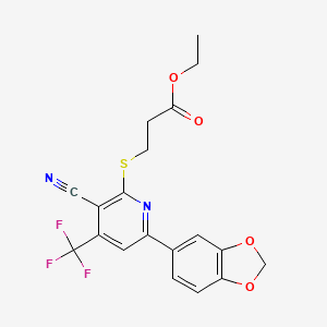 3-(6-Benzo[1,3]dioxol-5-yl-3-cyano-4-trifluoromethyl-pyridin-2-ylsulfanyl)-propionic acid ethyl ester