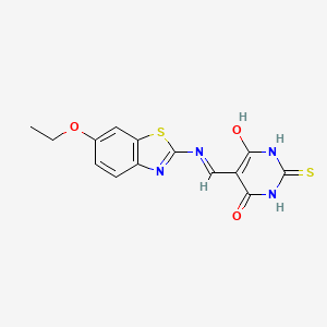 5-(((6-ethoxybenzo[d]thiazol-2-yl)amino)methylene)-2-thioxodihydropyrimidine-4,6(1H,5H)-dione