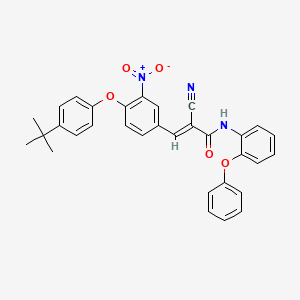 molecular formula C32H27N3O5 B2780229 (E)-3-[4-(4-tert-butylphenoxy)-3-nitrophenyl]-2-cyano-N-(2-phenoxyphenyl)prop-2-enamide CAS No. 556006-26-9
