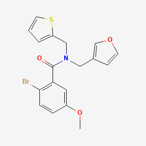 molecular formula C18H16BrNO3S B2780243 2-bromo-N-(furan-3-ylmethyl)-5-methoxy-N-(thiophen-2-ylmethyl)benzamide CAS No. 1421456-69-0