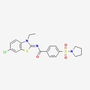 N-(6-chloro-3-ethyl-1,3-benzothiazol-2-ylidene)-4-pyrrolidin-1-ylsulfonylbenzamide