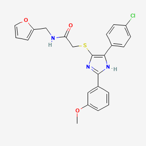 molecular formula C23H20ClN3O3S B2780291 2-((5-(4-chlorophenyl)-2-(3-methoxyphenyl)-1H-imidazol-4-yl)thio)-N-(furan-2-ylmethyl)acetamide CAS No. 901234-67-1