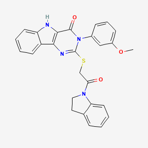 2-((2-(indolin-1-yl)-2-oxoethyl)thio)-3-(3-methoxyphenyl)-3H-pyrimido[5,4-b]indol-4(5H)-one