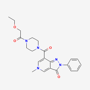 molecular formula C22H25N5O4 B2780327 7-(4-(2-乙氧基乙酰)哌嗪-1-甲酰)-5-甲基-2-苯基-2H-吡唑并[4,3-c]吡啄啉-3(5H)-酮 CAS No. 1021123-85-2